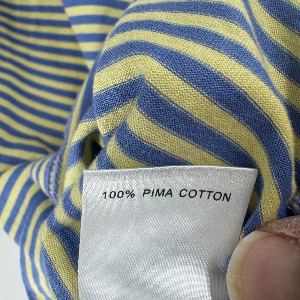 Masters Collection Golf Polo Shirt Mens‎ Large Blue Yellow Striped Pima Cotton
